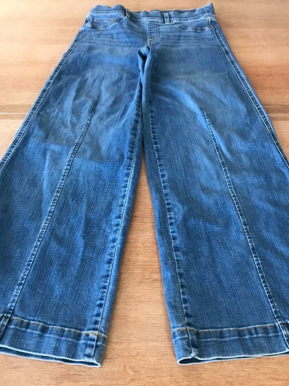 Spanx Spanxshape Everywhere Pull On Wide Leg Jeans Women M Blue High Rise 19995